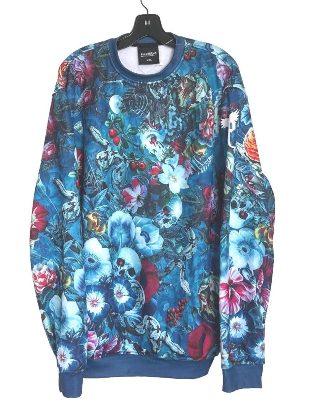 FreshHoods Unisex Skull Floral All Over Print Crewneck Sweatshirt - XXL NWT